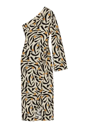 Florence Assymetric One Sleeve Wrap Dress Floral Animal
