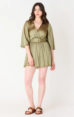 FLUTTER SLEEVE WRAP DRESS