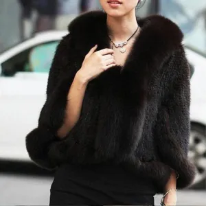 Fur Wrap with Knitted Fur Shawl Collar