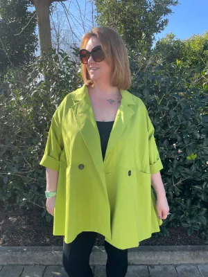 Gabby Short Trench Coat | Lime