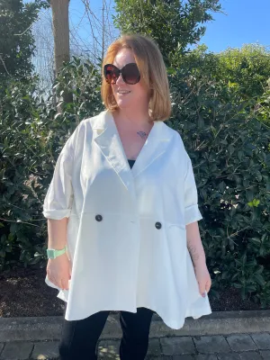 Gabby Short Trench Coat | White