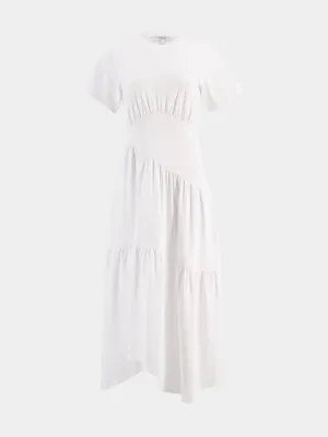 Gathered Seam Short Sleeve Dress