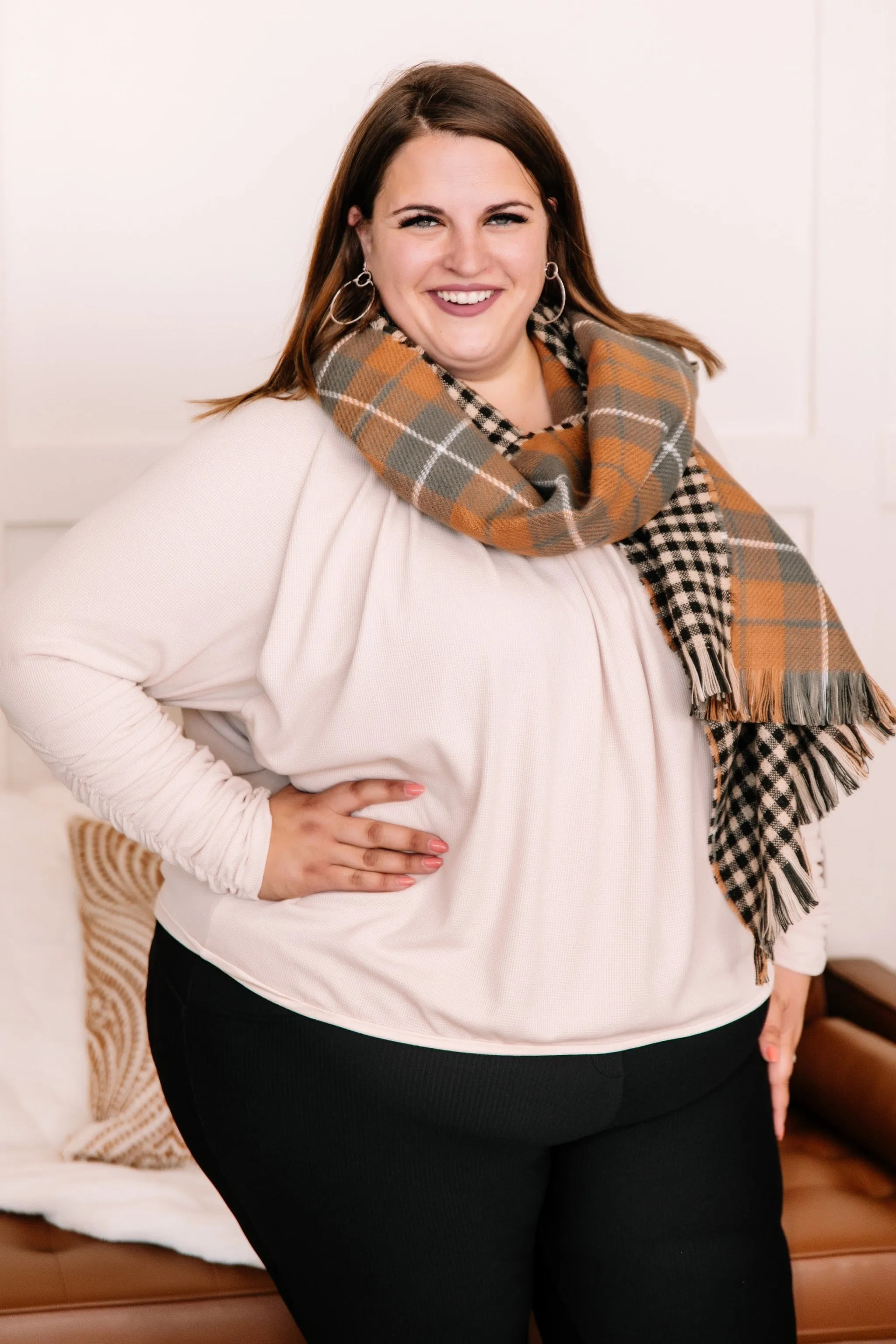Gathered Together Ruched Oatmeal Top