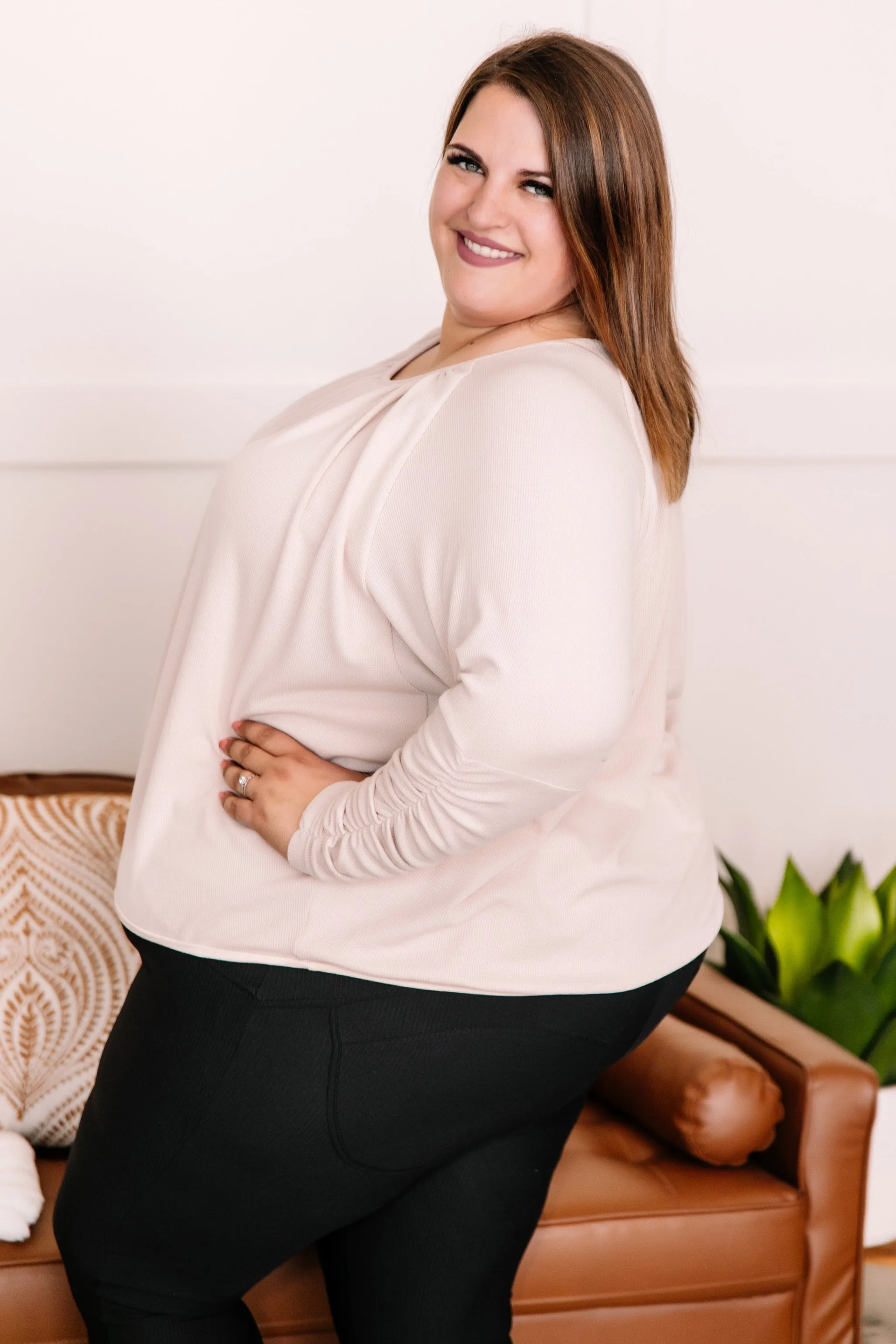 Gathered Together Ruched Oatmeal Top