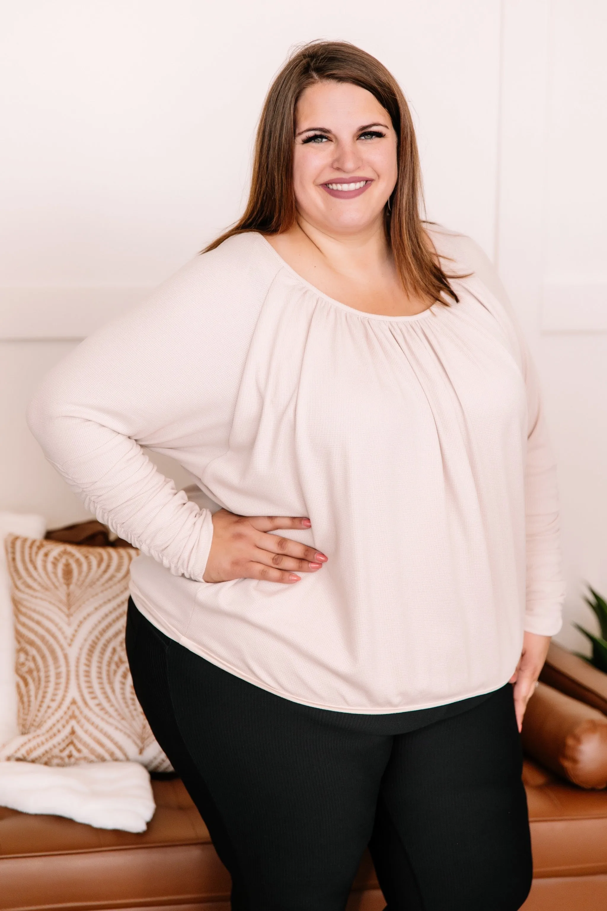 Gathered Together Ruched Oatmeal Top