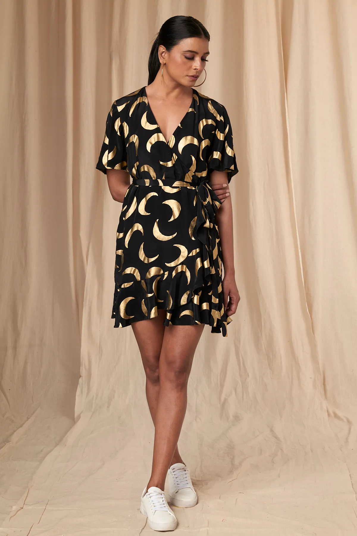 Georgia black mooncrest wrap dress