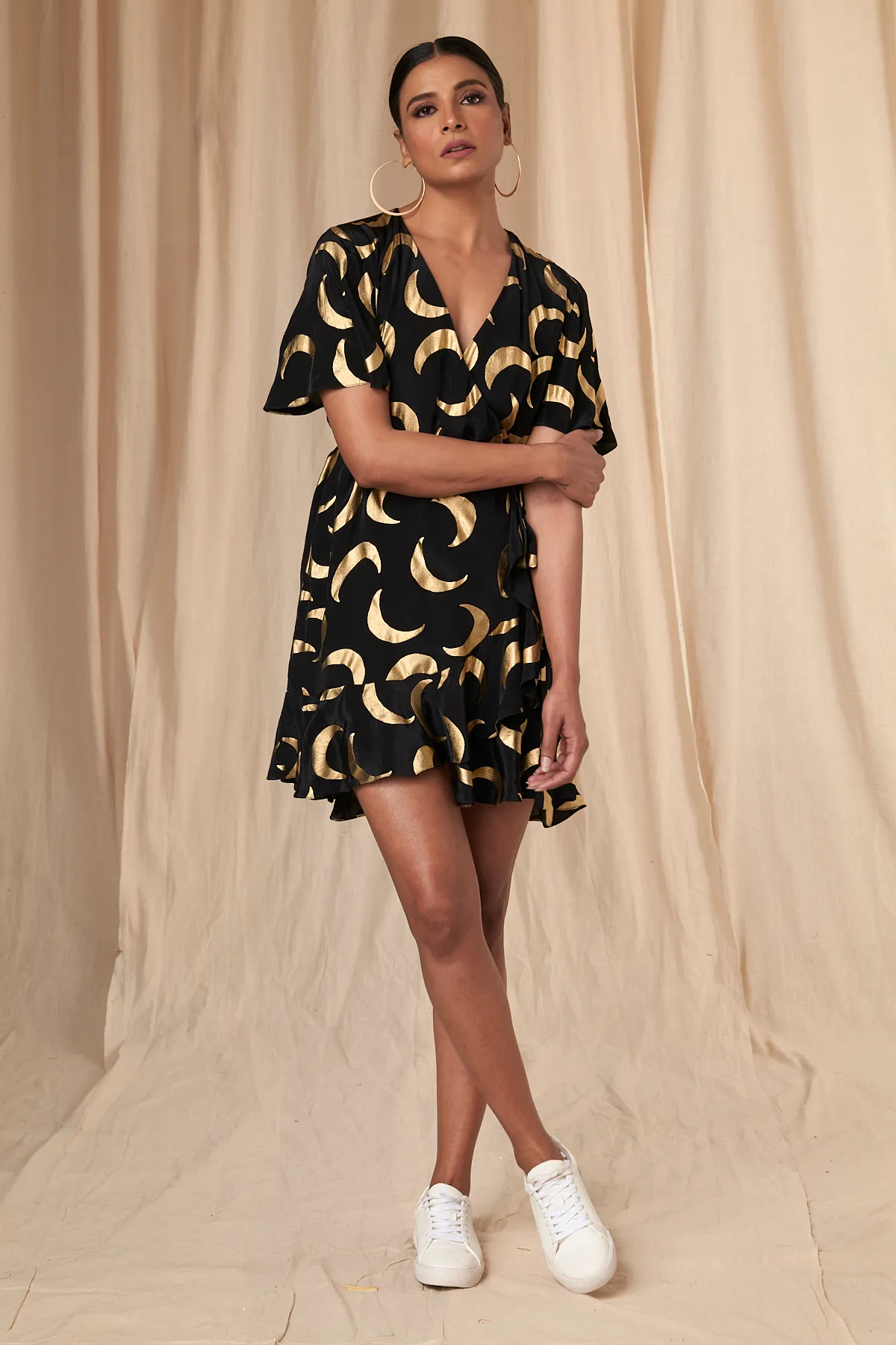 Georgia black mooncrest wrap dress