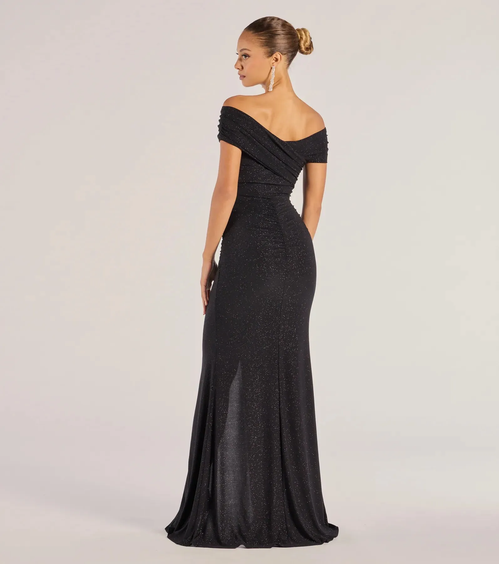 Giada Glitter Knit Off-the-Shoulder Column Dress