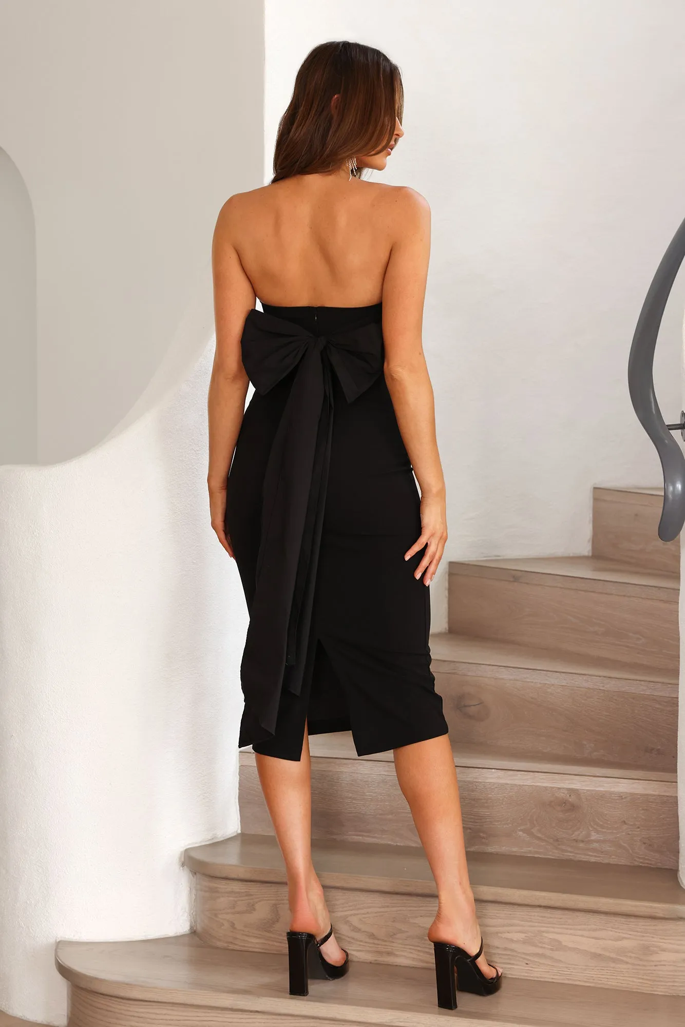 Gift To Wrap Strapless Midi Dress Black