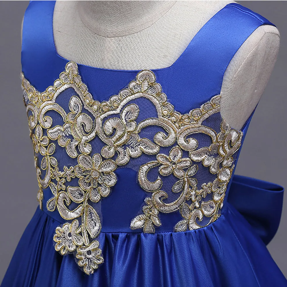 Girls Silver Lace Flower Girl Dresses for Wedding Beaded Pageant Ball Gown