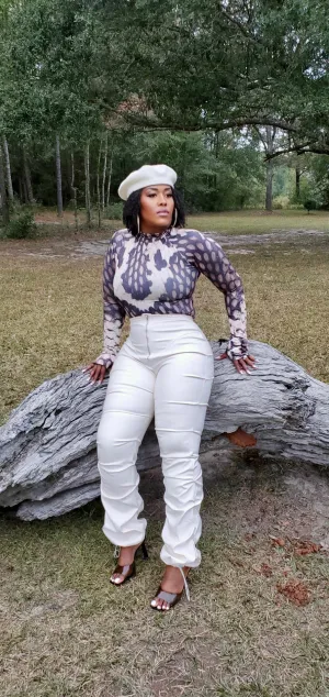 Glam Ruched Leather Pants