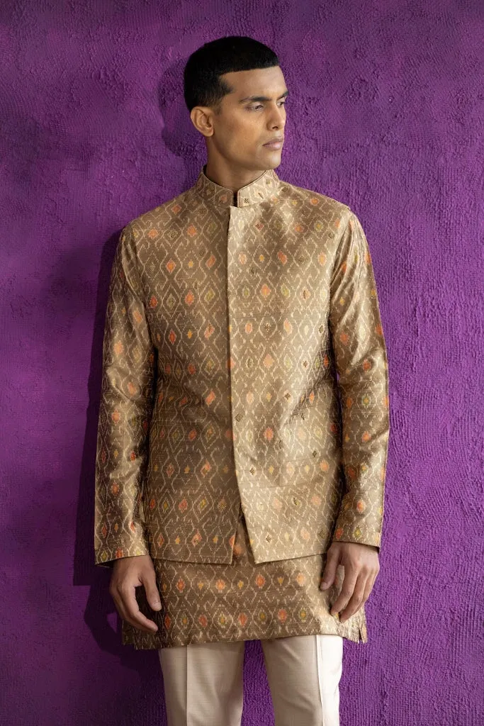 Gold Ikat Nehru Jacket