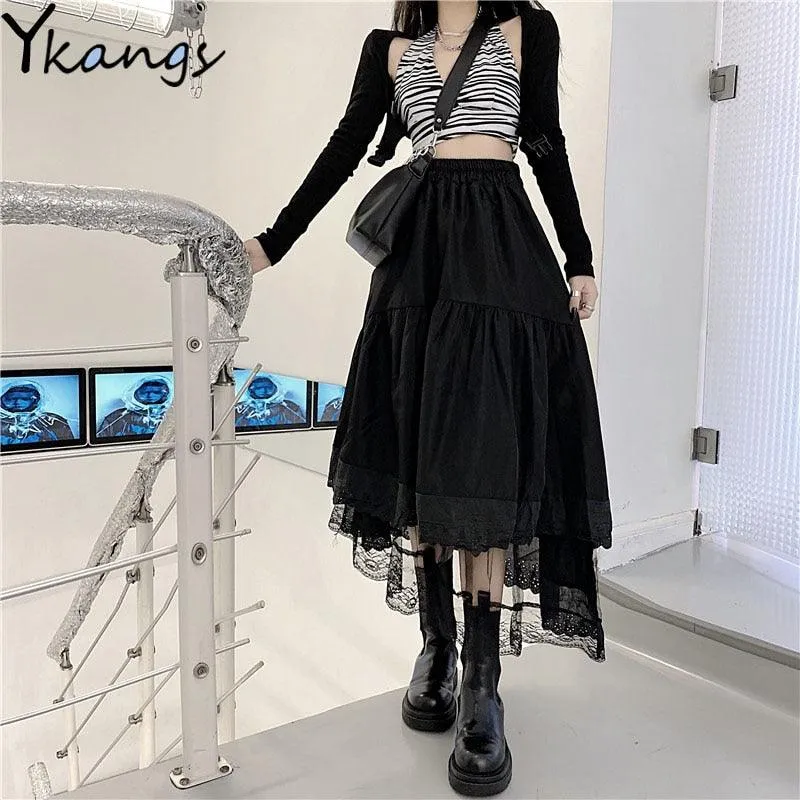 Gothic Pleated Vintage High Waist Long Skirt