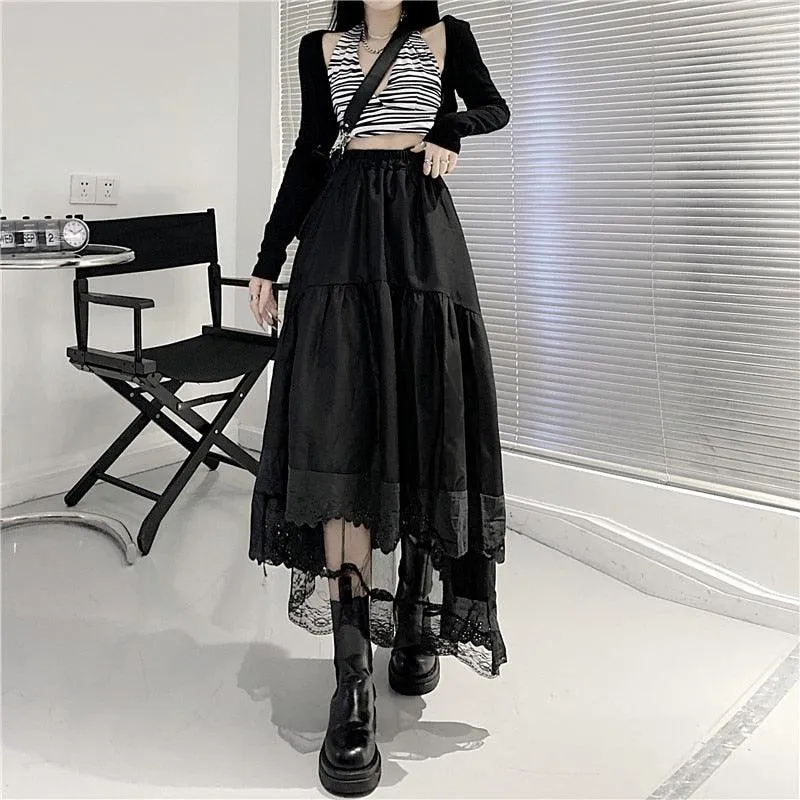 Gothic Pleated Vintage High Waist Long Skirt