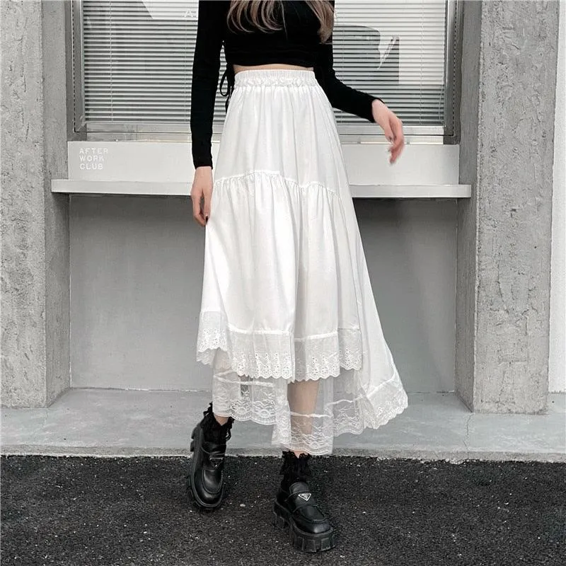 Gothic Pleated Vintage High Waist Long Skirt