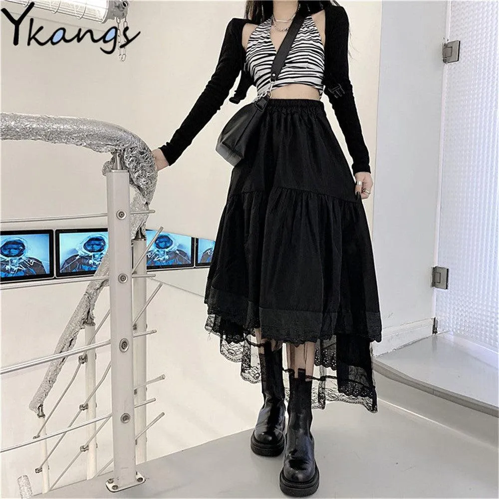 Gothic Pleated Vintage High Waist Long Skirt