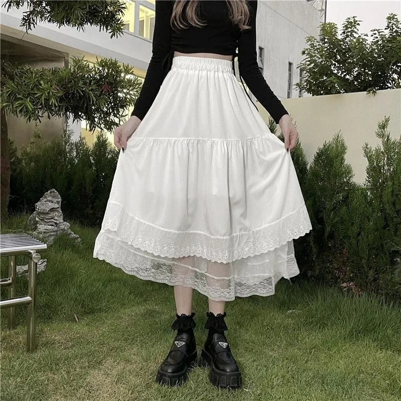 Gothic Pleated Vintage High Waist Long Skirt