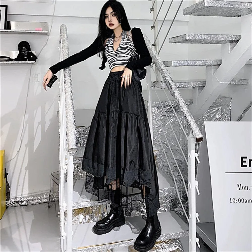 Gothic Pleated Vintage High Waist Long Skirt
