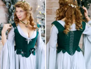 Green fantasy midbust corset