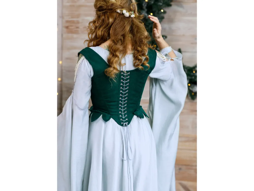 Green fantasy midbust corset
