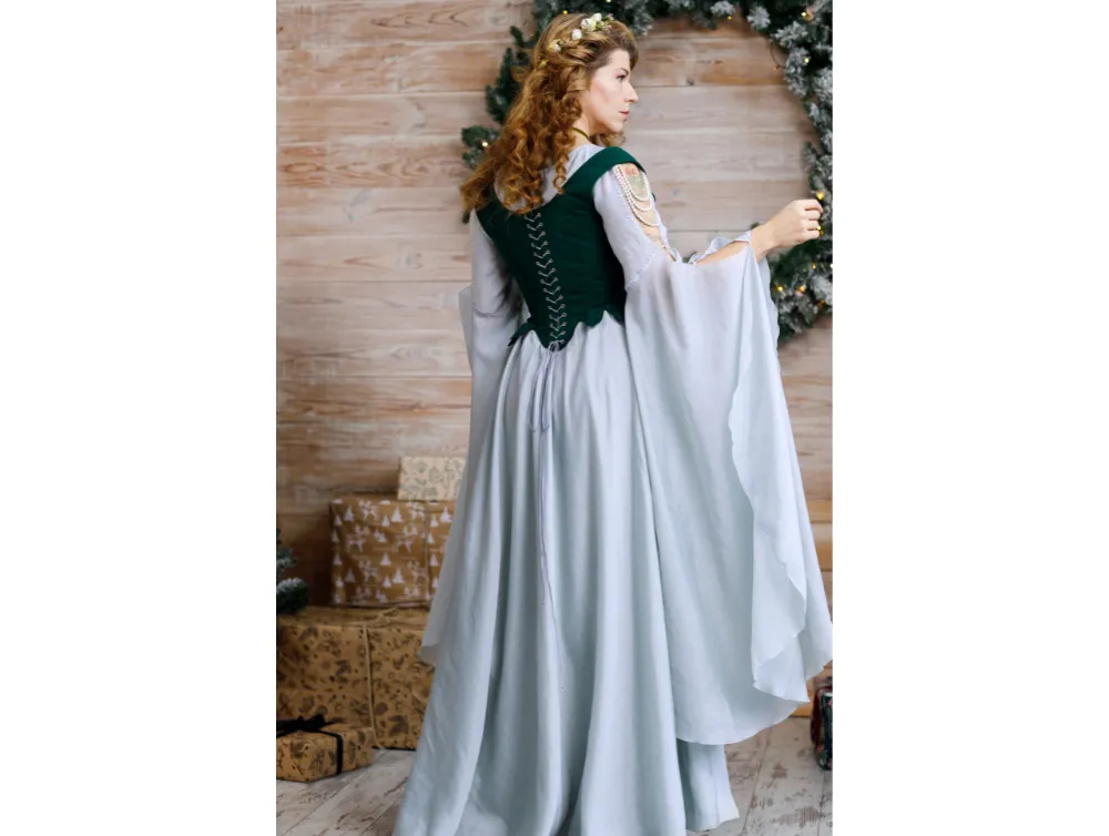 Green fantasy midbust corset