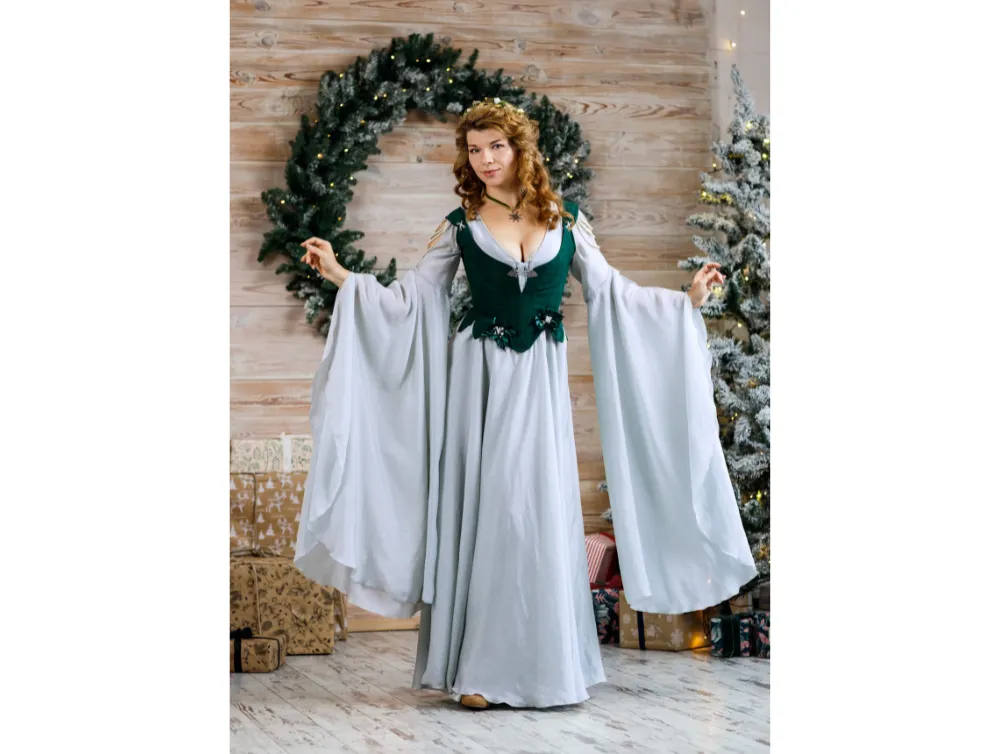 Green fantasy midbust corset