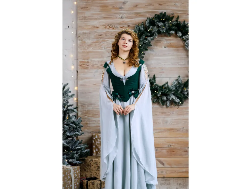 Green fantasy midbust corset