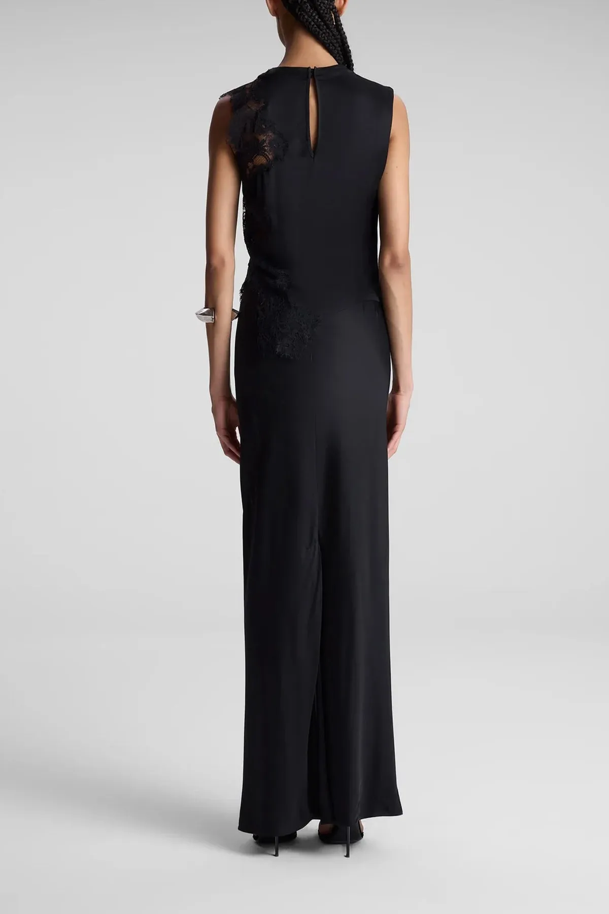 Greta Satin Maxi Skirt in Black