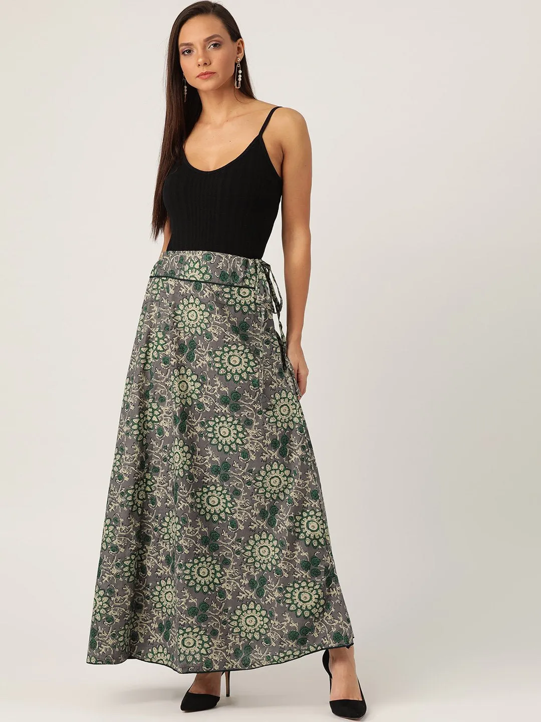 Grey Kalamkari Skirt