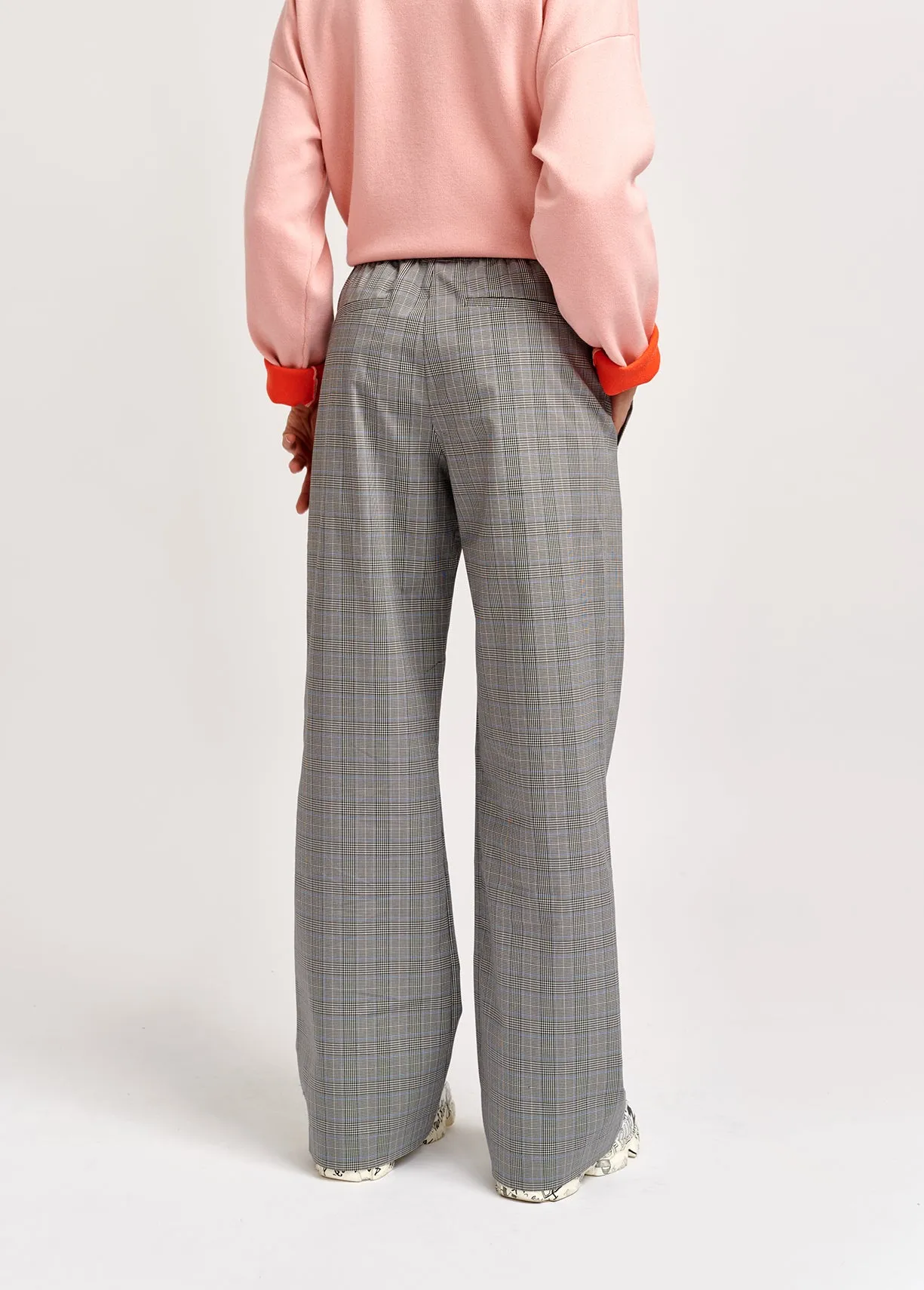 Grey plaid track pants
