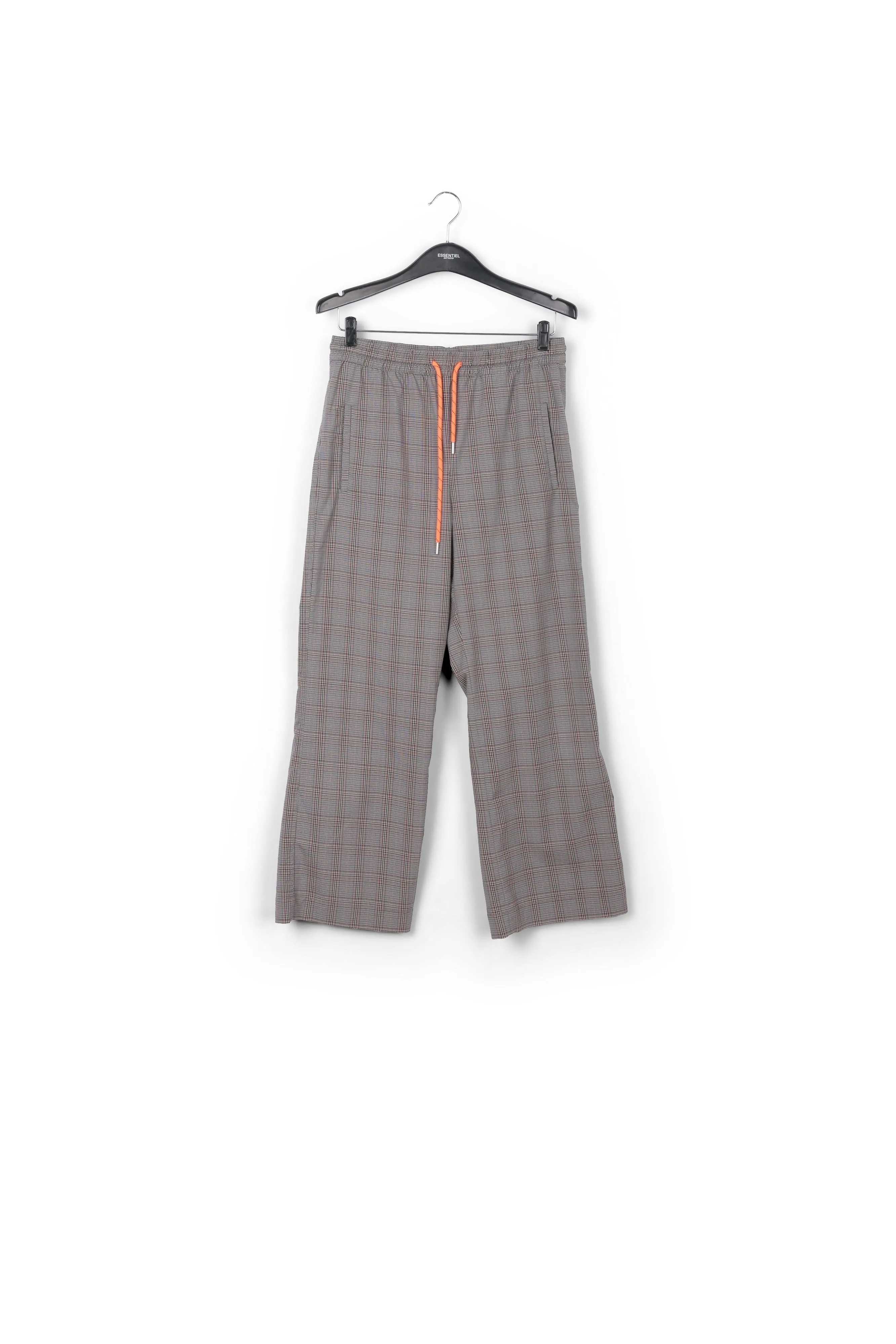 Grey plaid track pants