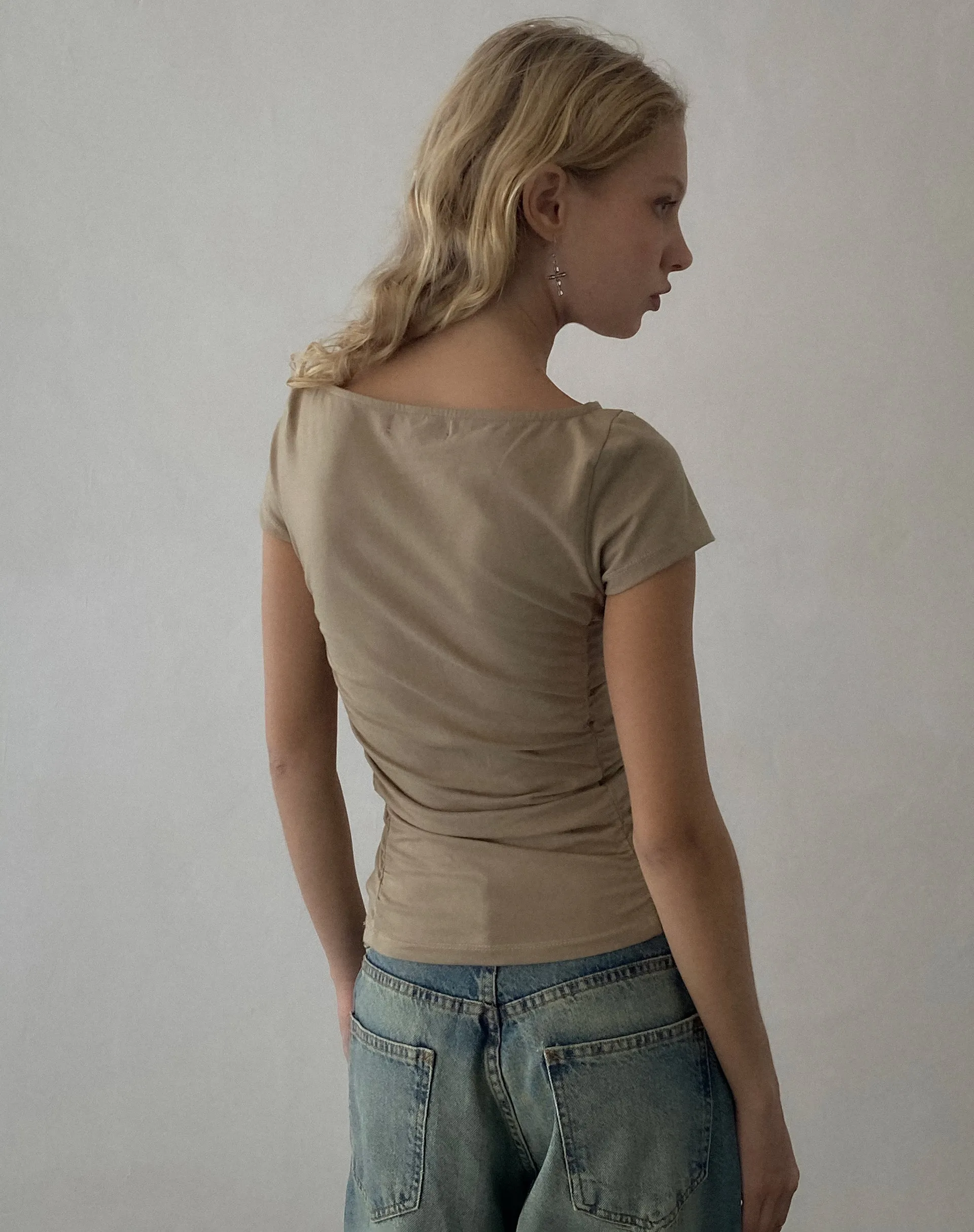 Gryae Ruched Front Top in Biscotti