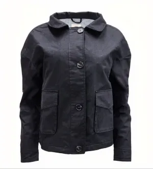 HoodLamb Women's Black Oversized Short Natural Hemp Jacket 420 NWT