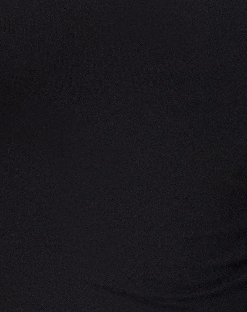 Idra Asymmetric Top in Ribbed Jersey Black