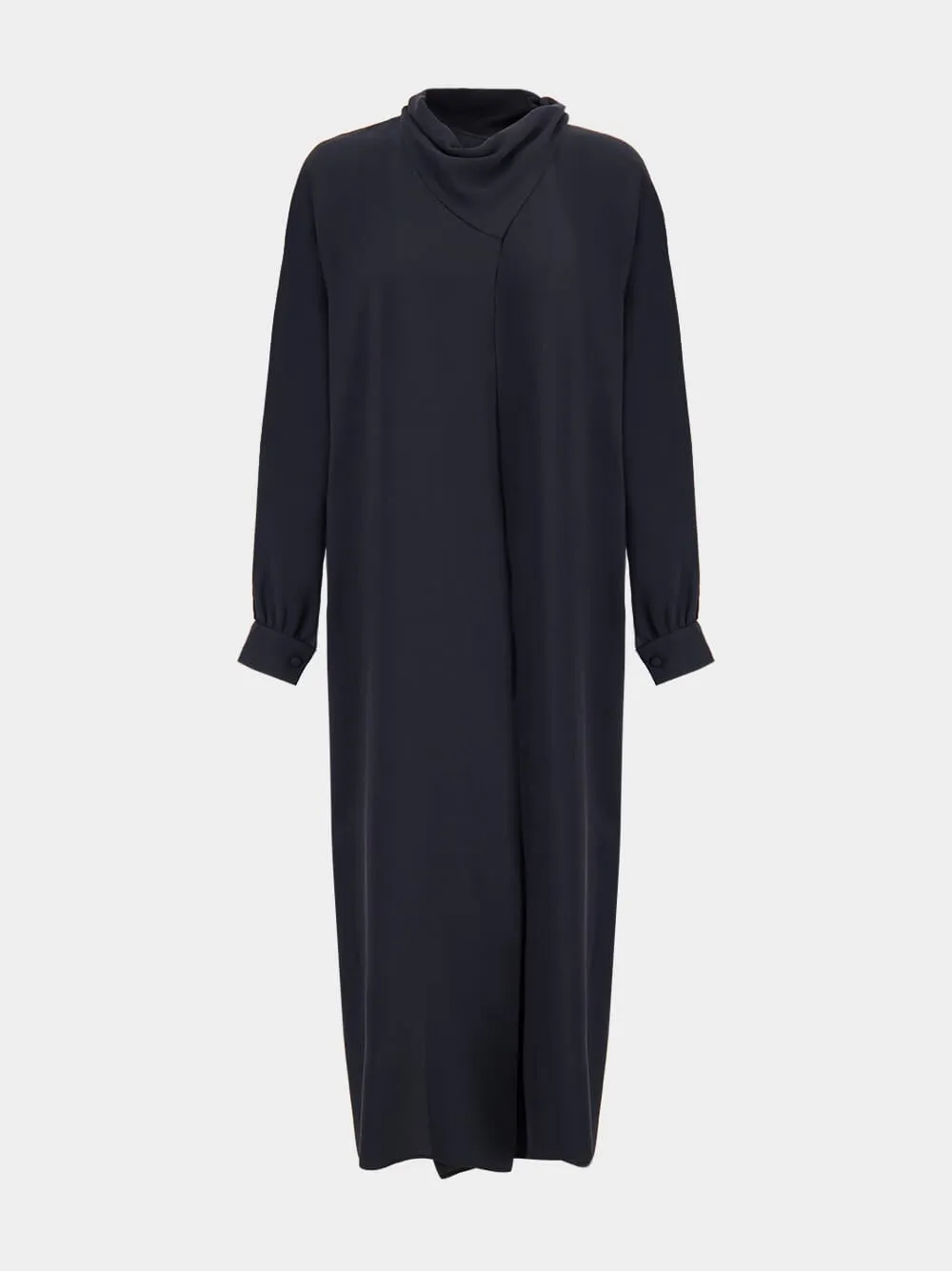 Irys Black Wrap Dress with Collar Tie