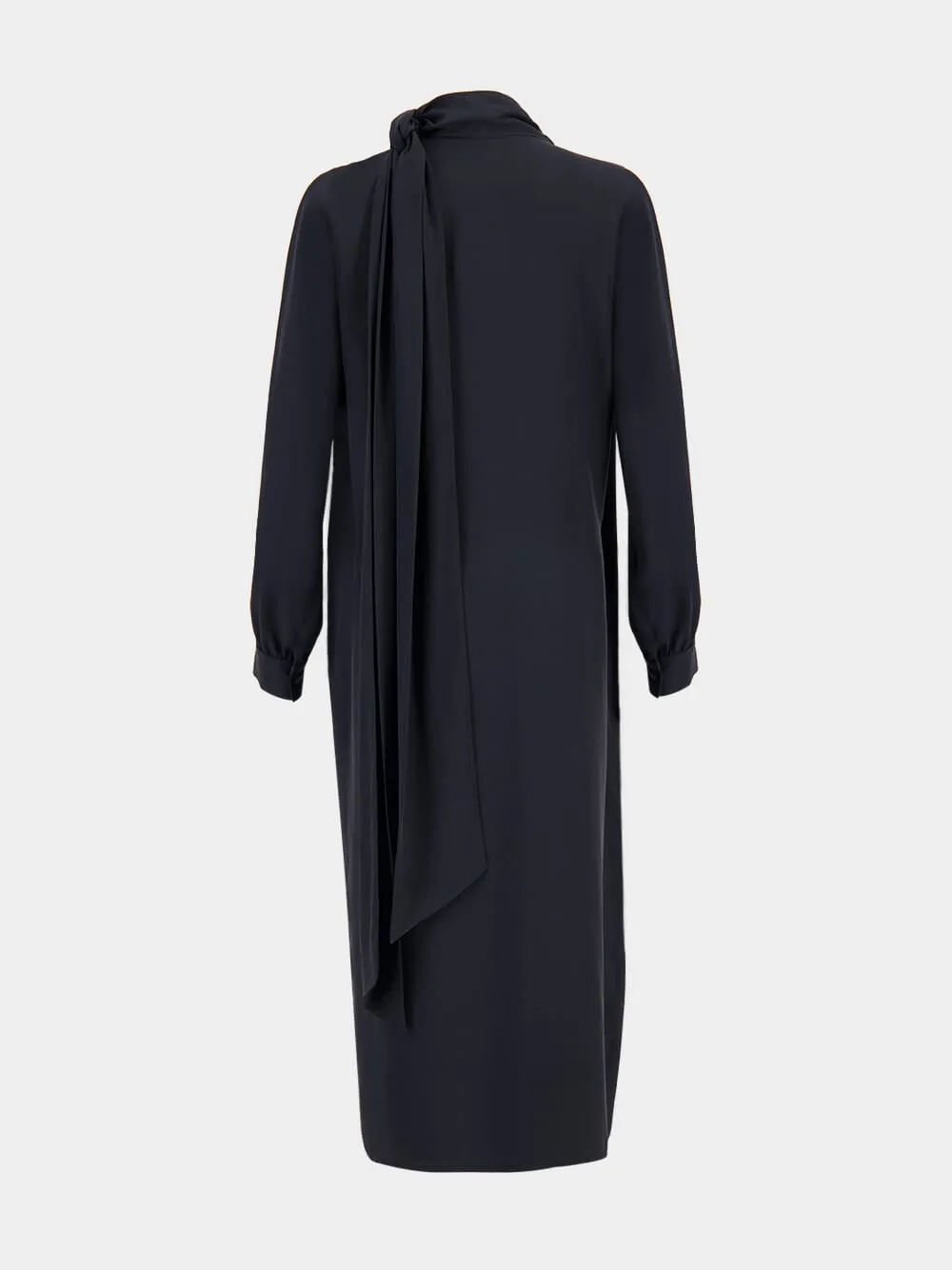 Irys Black Wrap Dress with Collar Tie