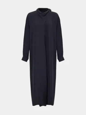 Irys Black Wrap Dress with Collar Tie