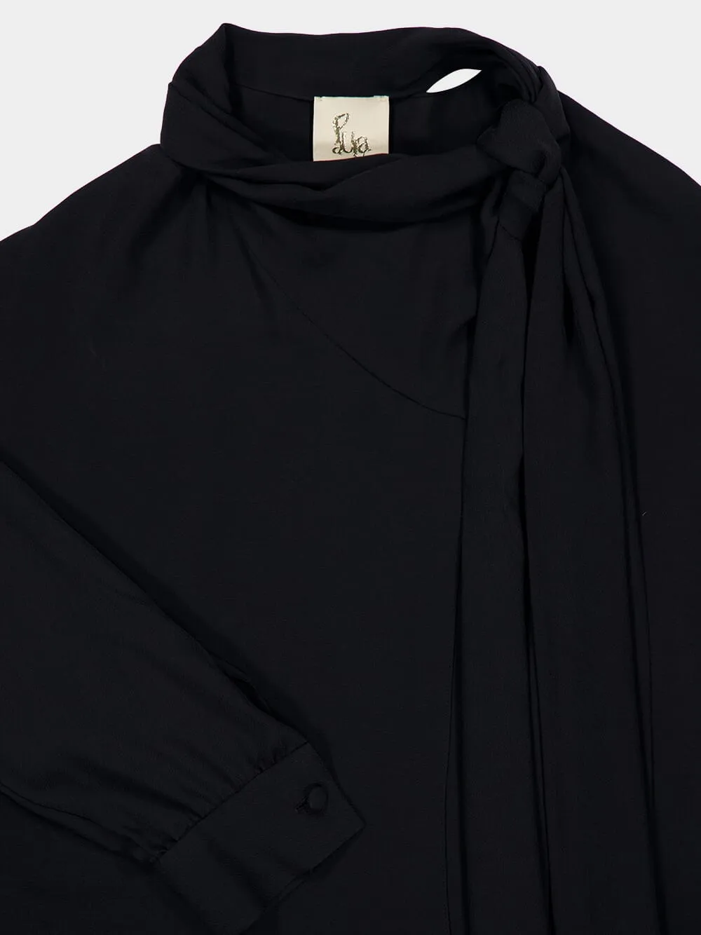 Irys Black Wrap Dress with Collar Tie