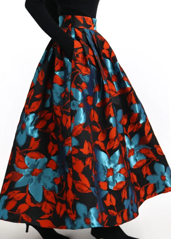 Jacquard Pockets High Waist Cotton Maxi Skirts Spring