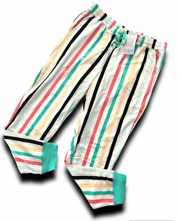 Jax - White Mint Pink Black Vertical Stripe