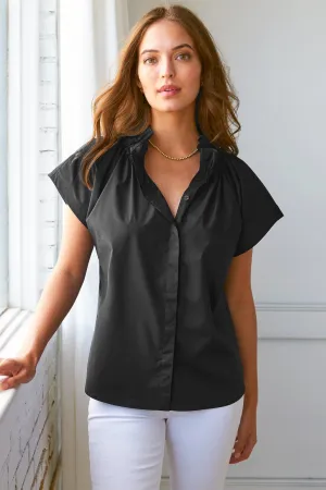 Jenny Top Black Silky Poplin