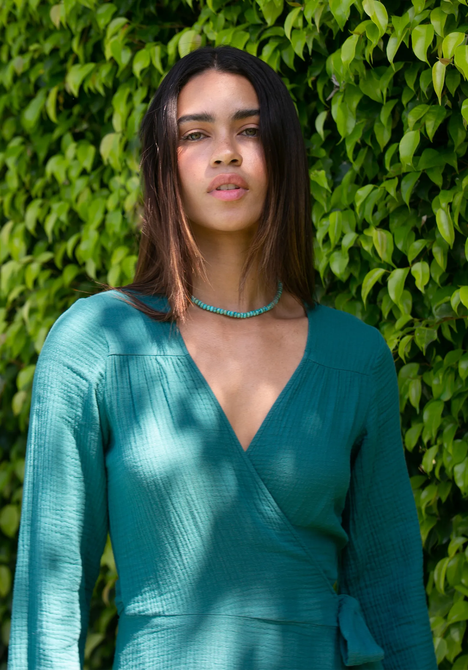 Johanna Wrap Dress in Teal Blue