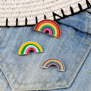 Kawaii Rainbow Enamel Brooch Pins 🌈✨ | Cute Metal Badge for Women 🎀 | Trendy Cartoon Accessories for Hats & Collars 👒💖