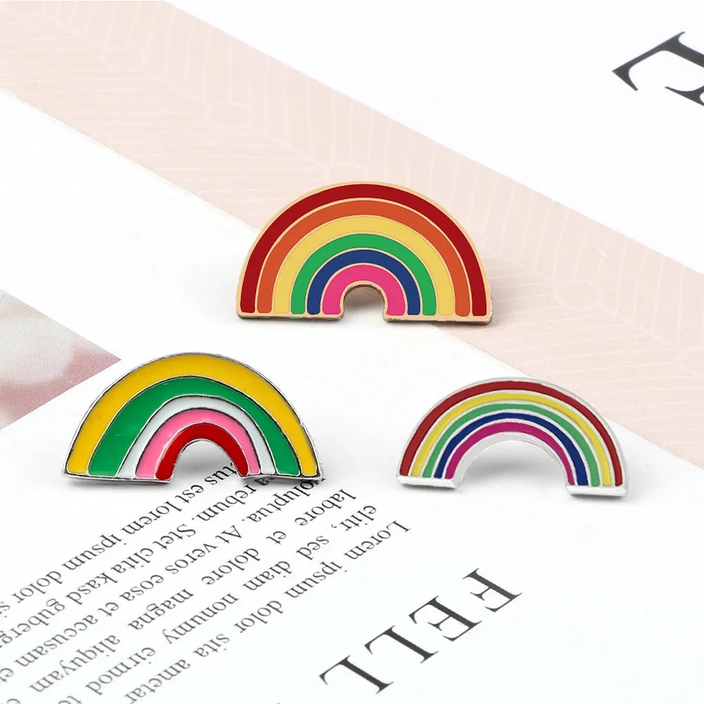 Kawaii Rainbow Enamel Brooch Pins 🌈✨ | Cute Metal Badge for Women 🎀 | Trendy Cartoon Accessories for Hats & Collars 👒💖