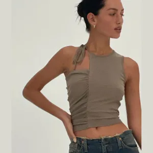 KIRSTEN  - Asymmetric Tie Strap Cropped Tank