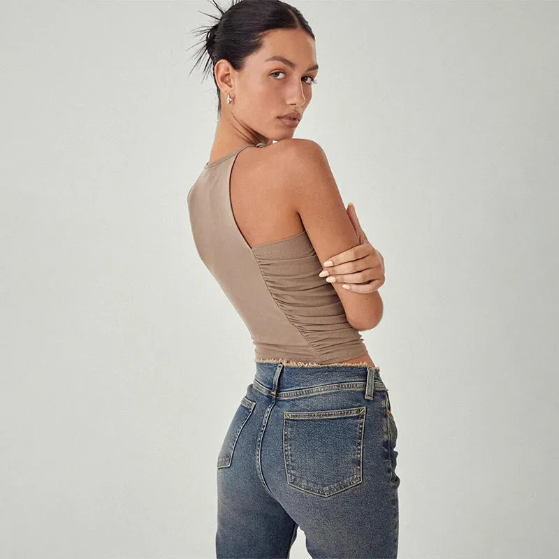 KIRSTEN  - Asymmetric Tie Strap Cropped Tank