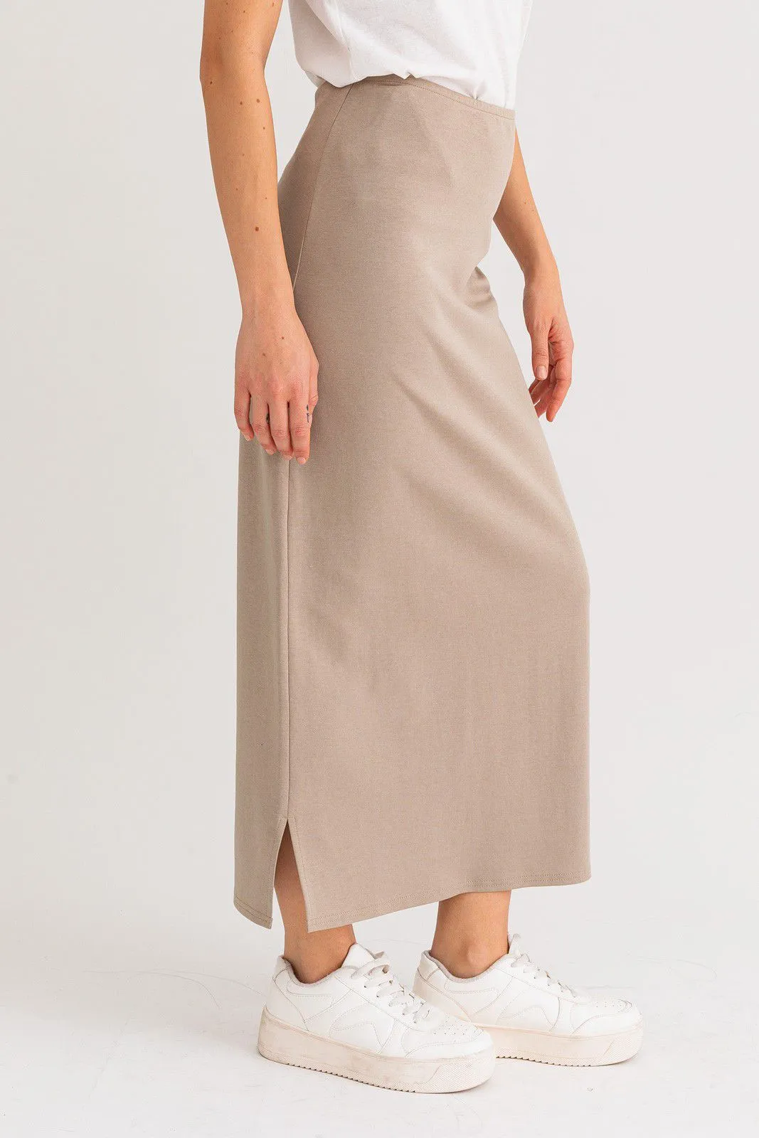 Knit Taupe Maxi Skirt