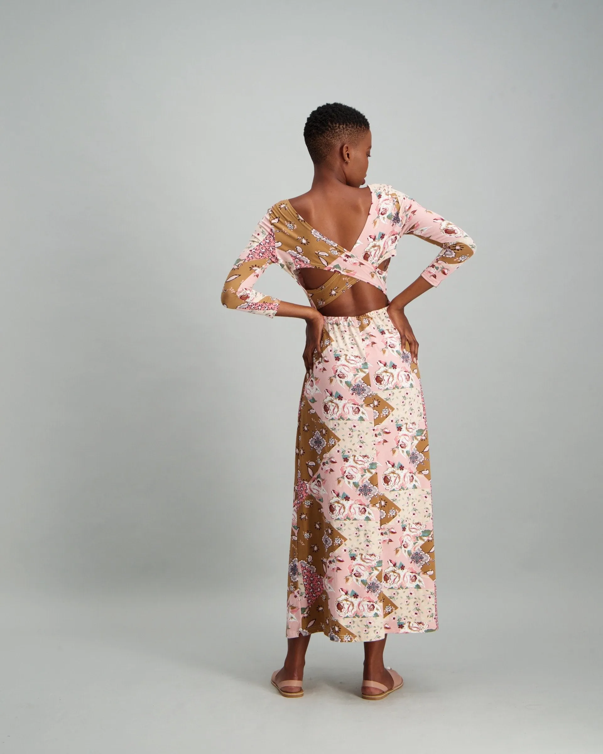 Ladies 3/4 Xova Back Knit Maxi Dress
