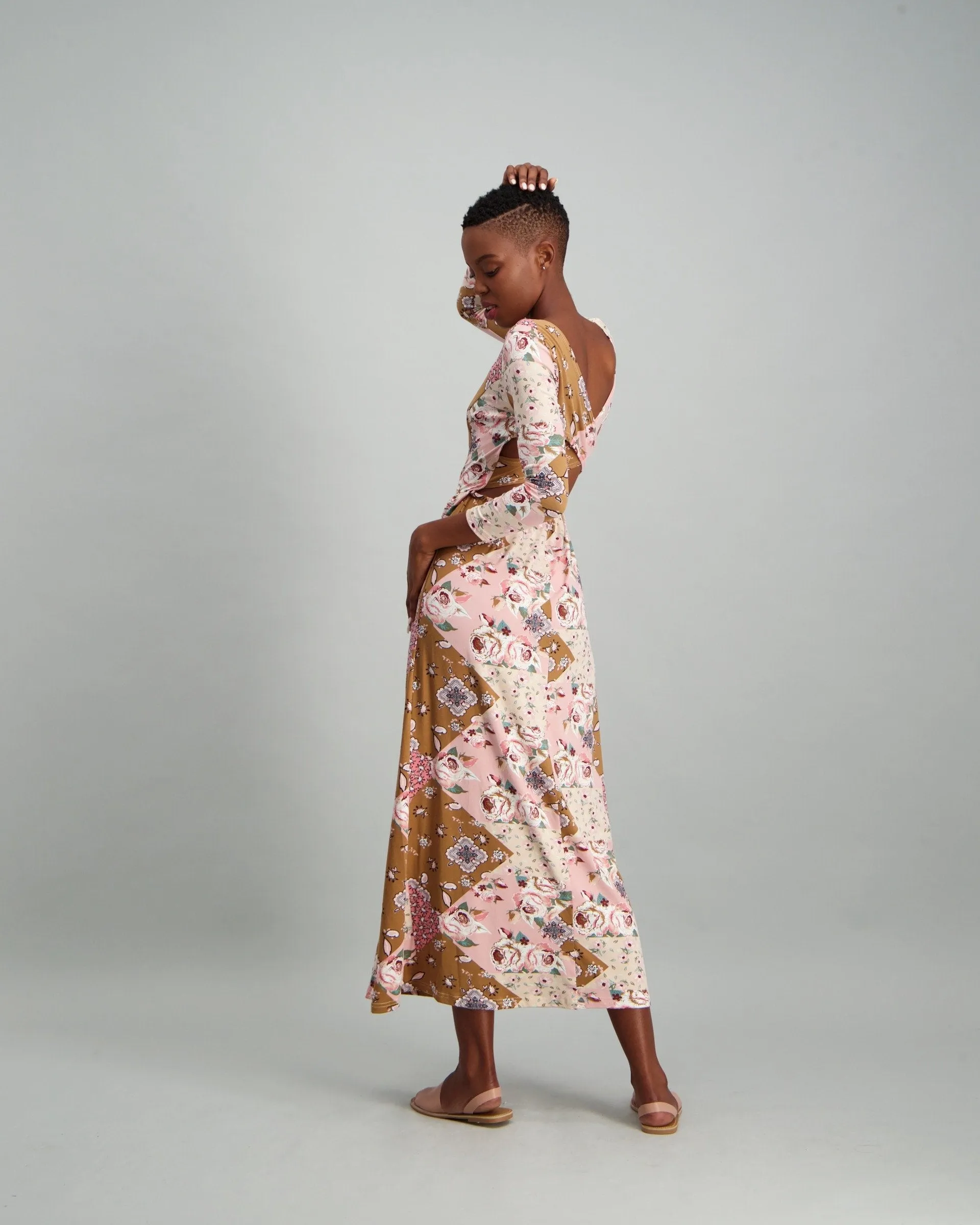 Ladies 3/4 Xova Back Knit Maxi Dress