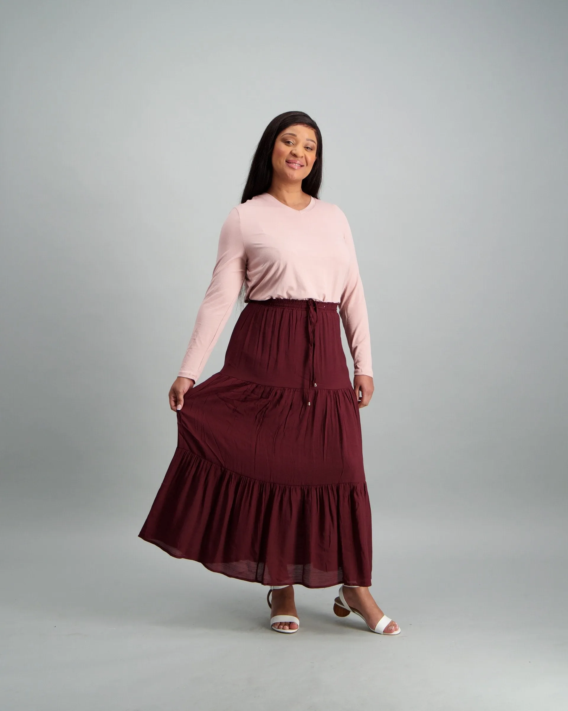 Ladies-Tiered Maxi Skirt